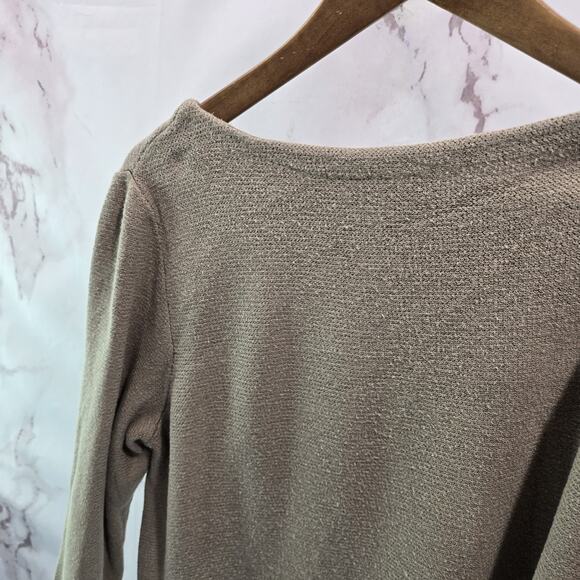 J Jill Sweater Womens Large P Petite Tan Brown Boat Neck Zip Side Cotton - Picture 6 of 11
